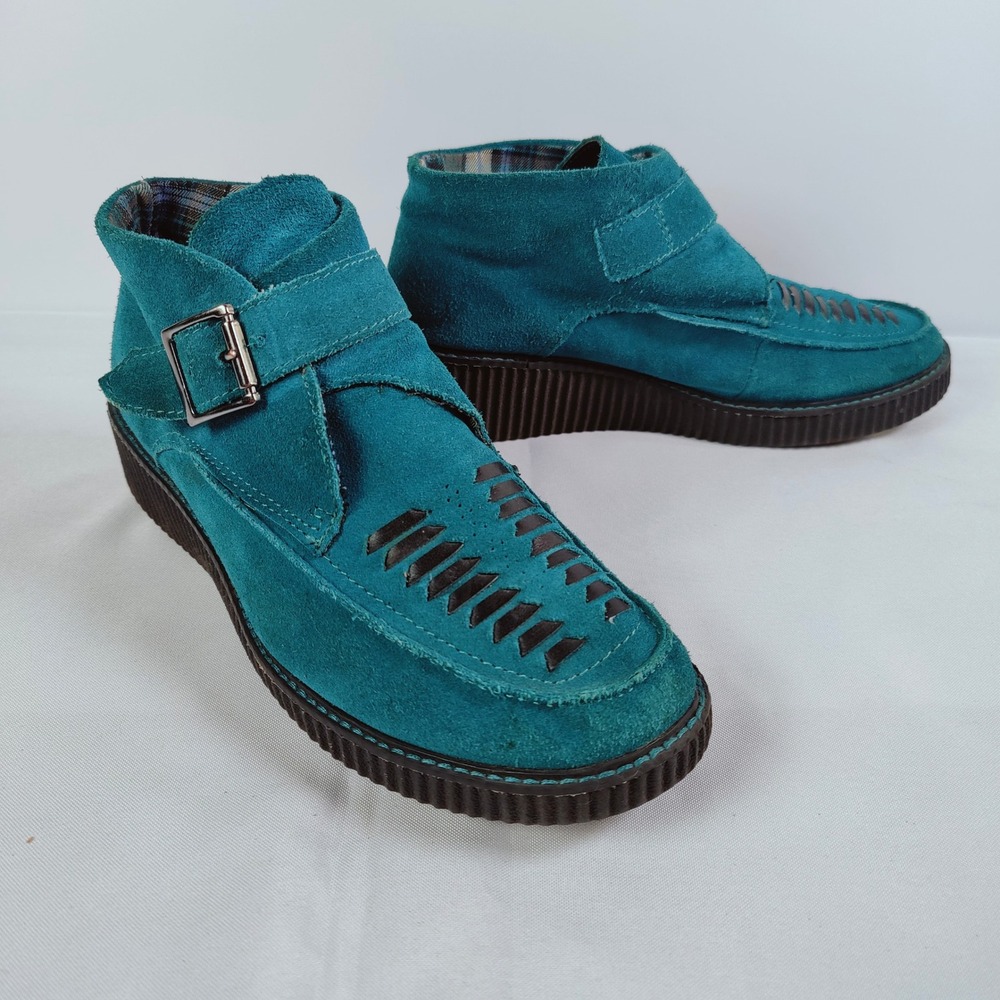 Skechers Creepers Platform Shoes Teal Suede Black Goth Grunge Womens 9.5